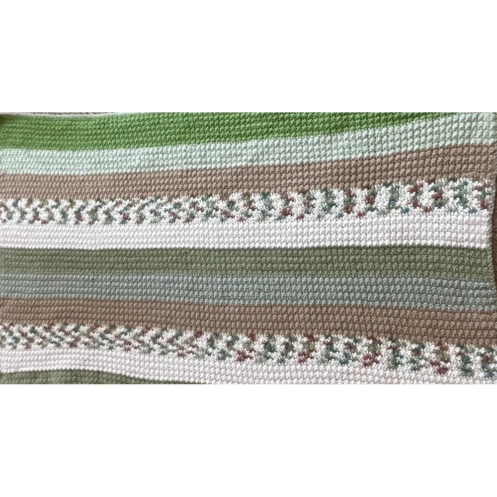 Crochet Afghan‎ Blanket Throw Lap Homemade Colorful Stripe 33x58.5 & Dish Towels